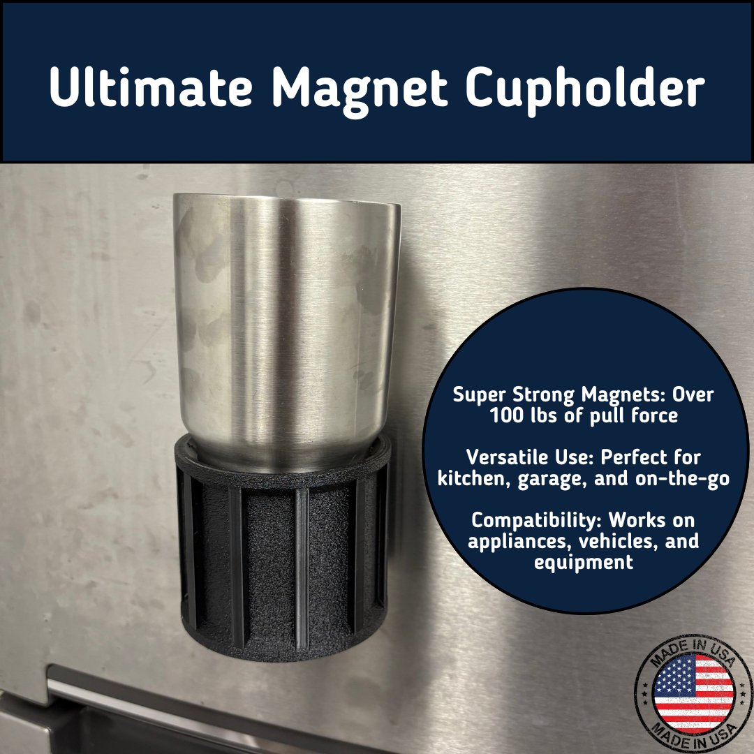 Ultimate Magnetic Cupholder | Heavy-Duty Rubber Cup Holder with 100+ lbs Magnet Pull Force | Scratch-Resistant & Durable for Trucks, Equipment, Worksites, Tailgating & More | Made in USA
