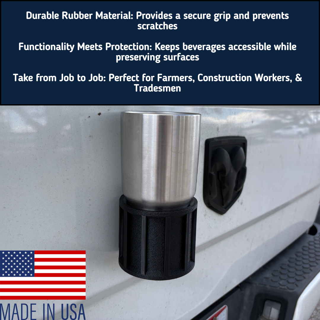 Ultimate Magnetic Cupholder | Heavy-Duty Rubber Cup Holder with 100+ lbs Magnet Pull Force | Scratch-Resistant & Durable for Trucks, Equipment, Worksites, Tailgating & More | Made in USA